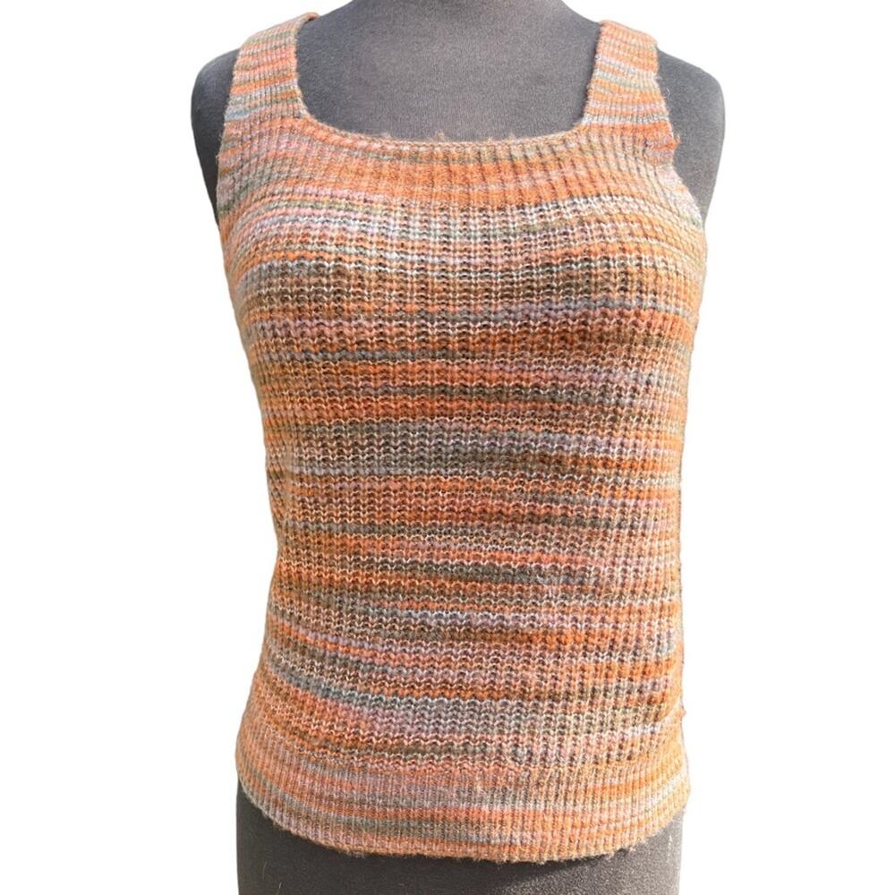 Ann Taylor Loft Spacedye Fuzzy Striped Sweater Cardigan And Tank Twinset - Picture 5 of 7